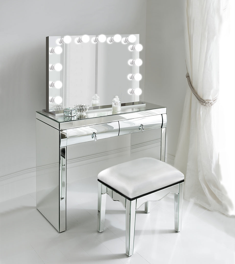 Tavolino Da Toilette Taylor White Hollywood Mirror Con Luci LED