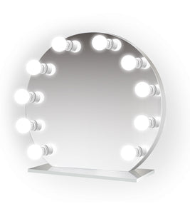 Iris 28"x25" Curved Lighted Glam Vanity Mirror | LED Makeup Hollywood Mirror | Table Top Or Wall Mount | Plug-in