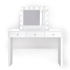 Glam3D Set 48" White Makeup Vanity Table + Contessa Mirror